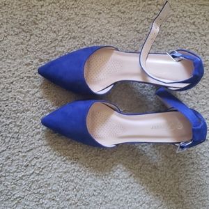 Forever Blue suede thick heels